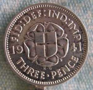 british 3 pence coin spoon