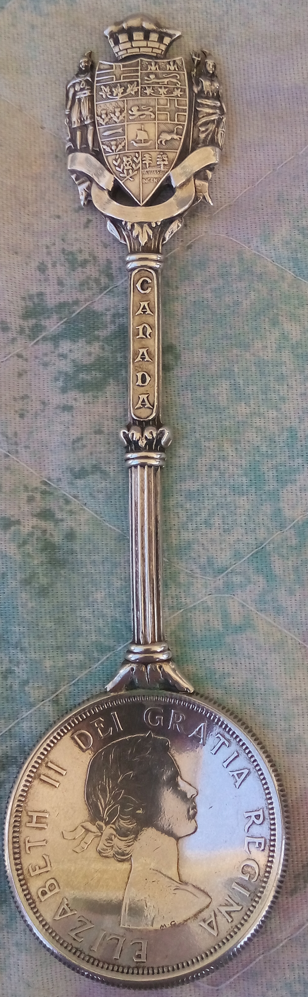canada silver dollar spoon coin quebec charlottetown
