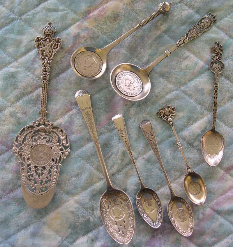 coin spoons silver embedded