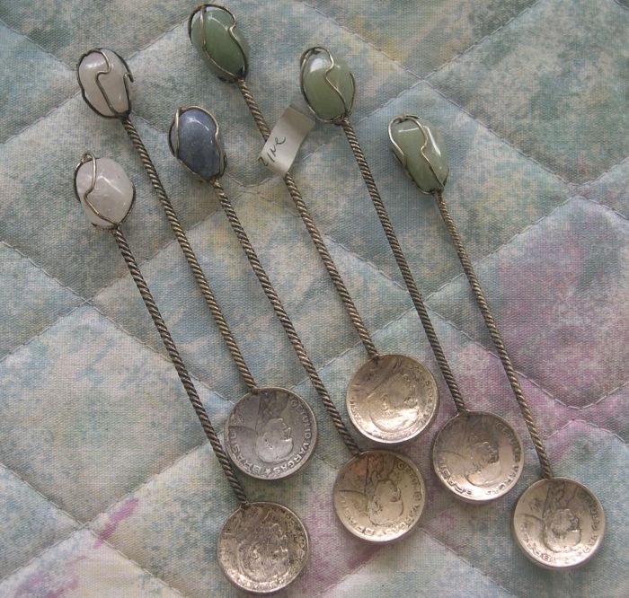 Brazil gemstone coin spoons