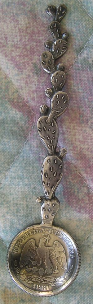 Mexican 50 centavo cactus spoon