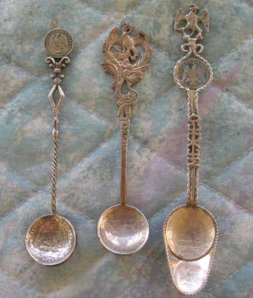 mexico silver coin spoons