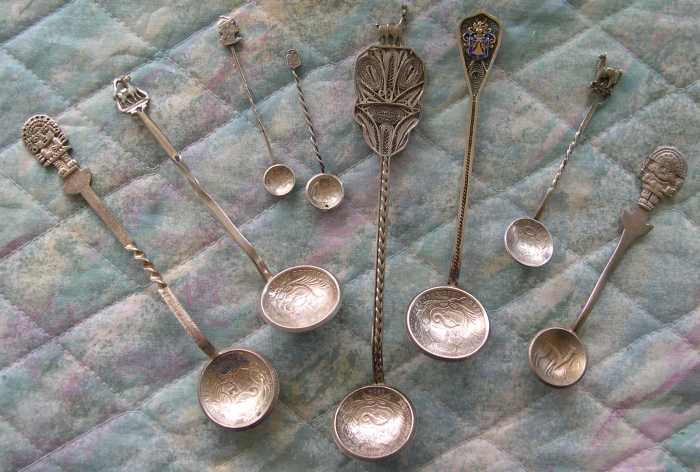spoon silver coins Peru llama filigree