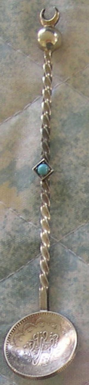 coin turkey blue stone spoon