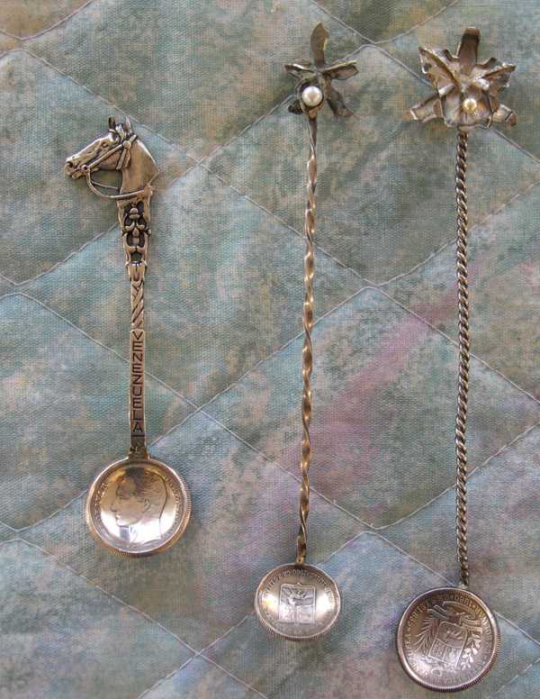 venezuela silver coin spoons