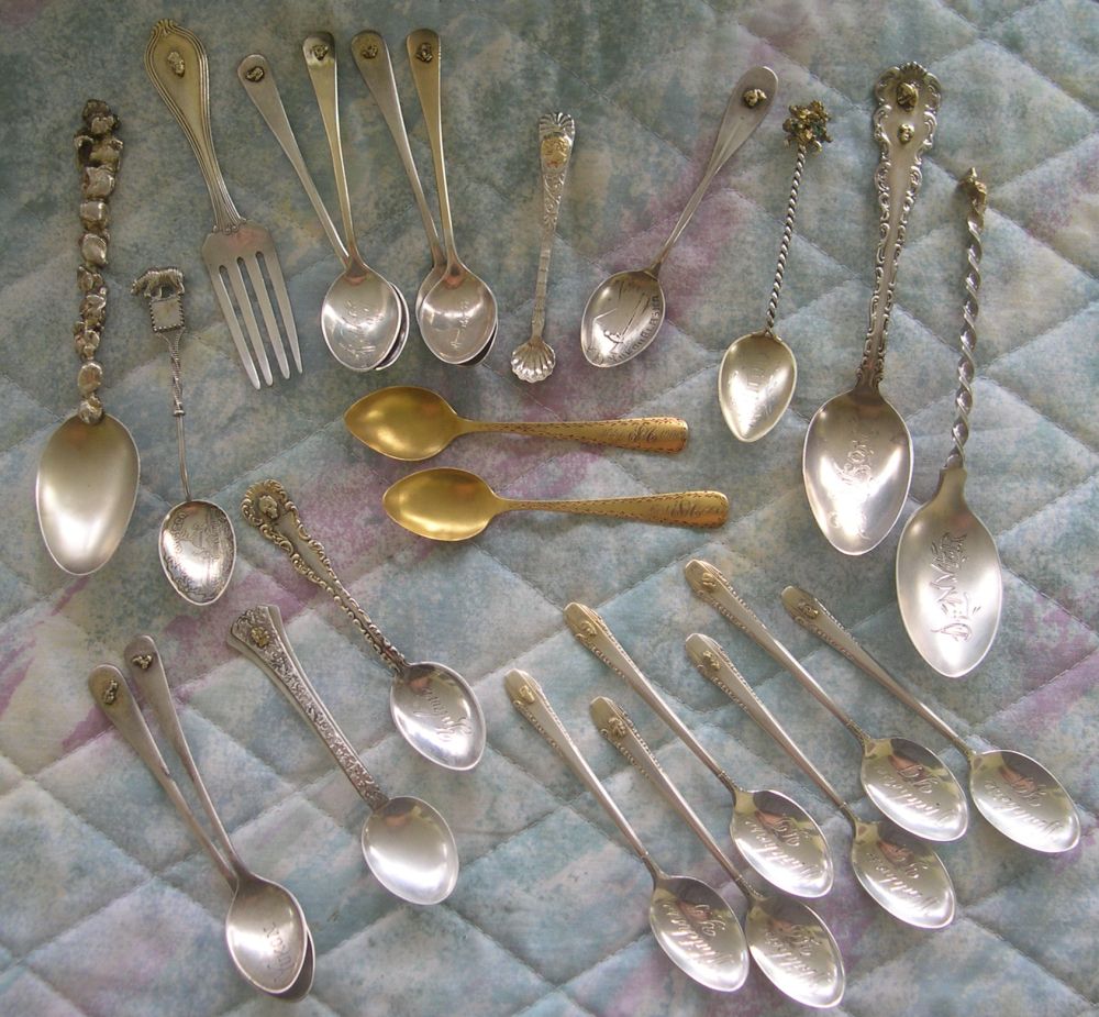 american canada spoons with gold nuggets