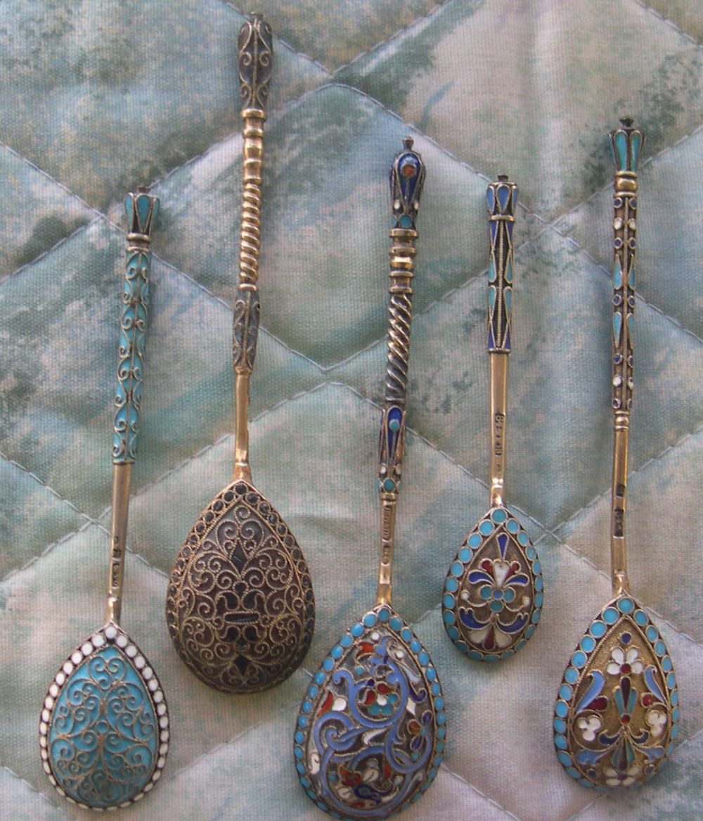 russian cloissone enamel spoon