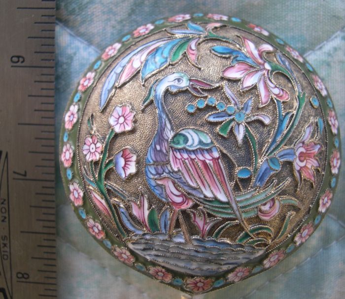 russian enamel spoon bird
