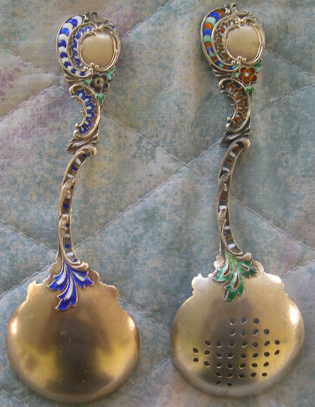 art nouveau cloissone enamel spoons