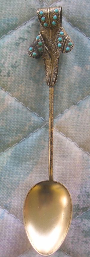 gem stone spoon leaves turquoise