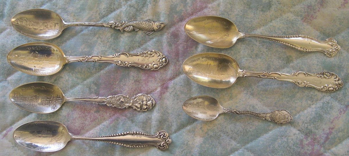 Michigan ship harbor scenes spoons