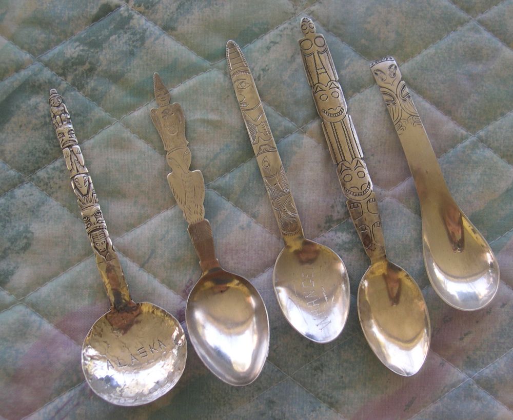 tlinget haida totem pole silver spoons